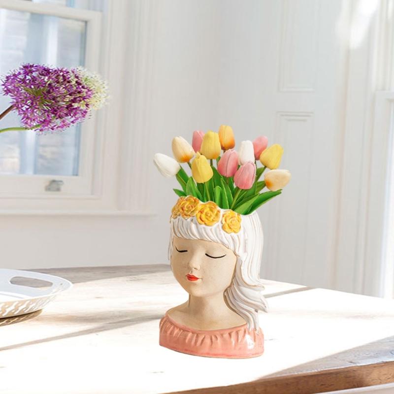 Nonstick Cute Wreath Girls Pen Holder Mold Flower Pot Silicone Mold DIY Crafts Ornament Tool DIY Succulent Planter Mold