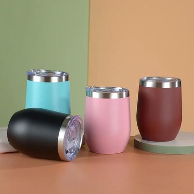 12oz Eierschalen-Weinglas Edelstahl Thermobecher Haushalt Doppelwand Vakuumisoliert U-förmige Kaffeetassen Reisebecher
