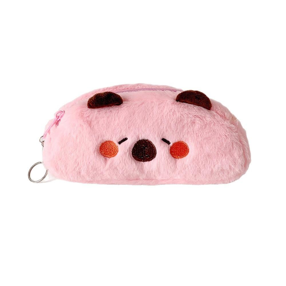 Cute Plush Kapibala Stationery Bag Student Cartoon Desktop Material Storage Bag Large-capacity Pen Case Pencil Case