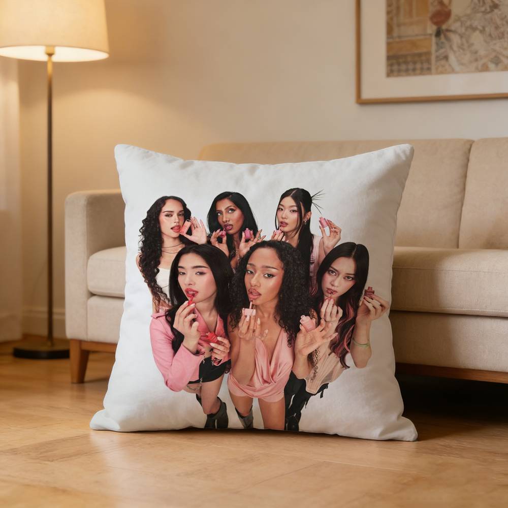 Styl Kpop Zespół K-Katseye Poszewka na poduszkę Wzór Drukowana poszewka na poduszkę Do salonu Pokrowiec na poduszkę do sofy