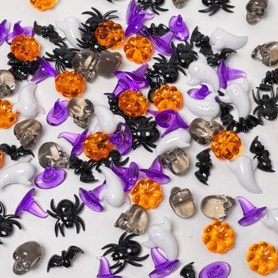 50-200Pcs Halloween Acrylic Ornaments Pumpkin Skull Head Witch Hat Table Scatter for Halloween Party Home Decoration Kids Gifts