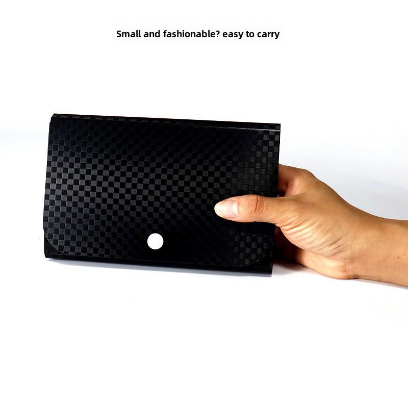 Compact Button Accordion Bag: Multi-Layer Document, Coin, Card & License Organizer