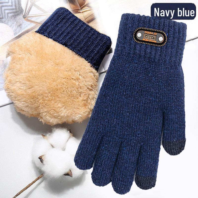 

Мужские зимние перчатки для сенсорных экранов: Двухслойный, плотный, теплый, шерстяной трикотаж с добавлением бархата, устойчив к холоду для езды на велосипеде на открытом воздухе. double layer/arctic fleece lining, XL темно-синий