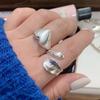 Anelli Cuore Geometrico Scintillanti in Argento Sterling 925 per Donna Semplice Moda Coreana Anello Aperto Regolabile Fatto a Mano Regali per Coppia
