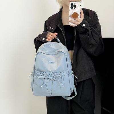 Niche Design Women's Drawstring Bow Backpack Simple Sports Backpack