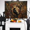 Halloween Gothic Tapestry, Halloween Black Raven Tapestry Wall Hanging, Dark Academia Halloween Black Crow Wall Art Blanket for