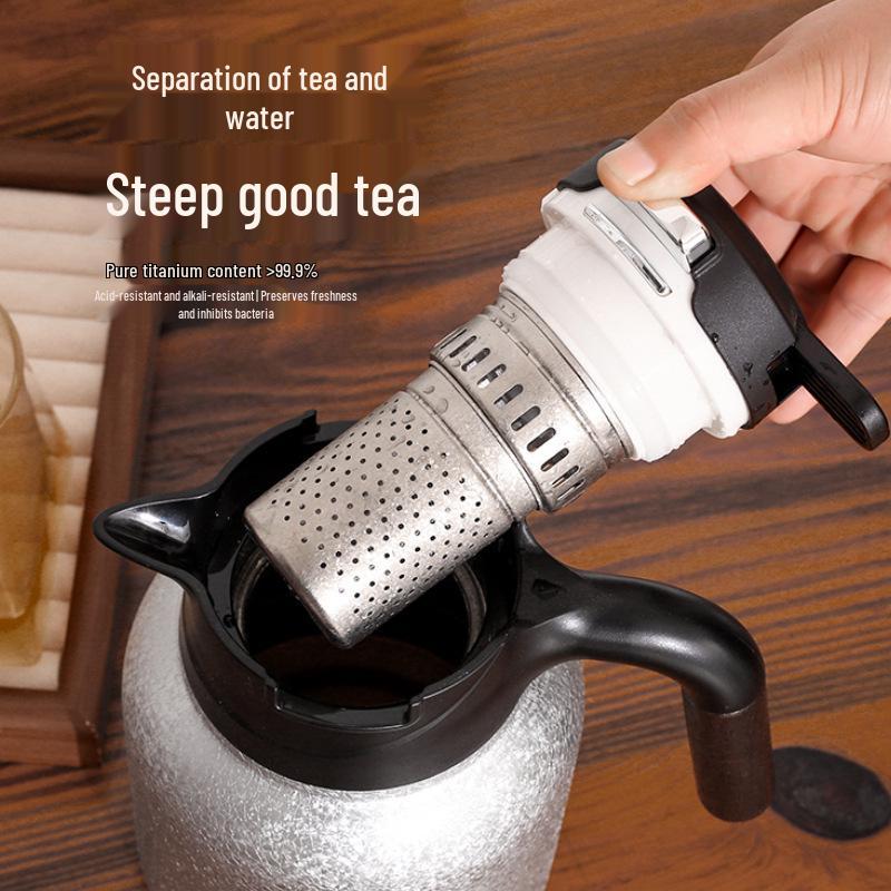 Premium Titanium Stewing Teapot with Smart Temperature Display – Large Capacity Household Thermos for Health-Conscious Tea Brewing