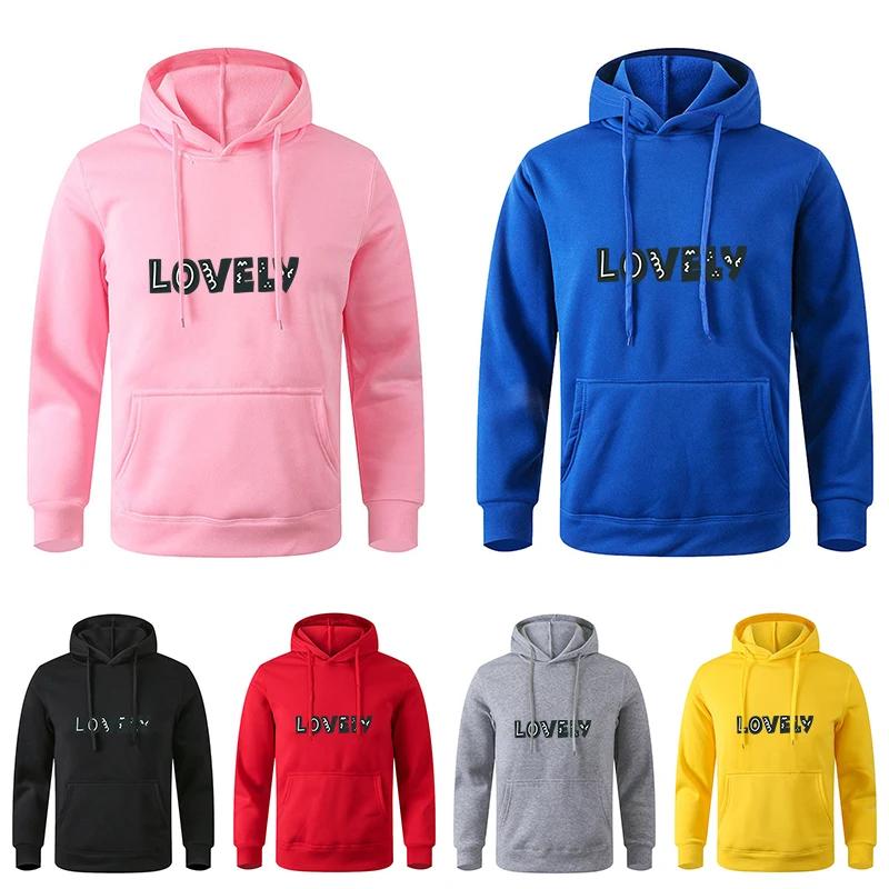 For Male And Women Spring Autumn Men's Solid Color Casual Oversize Black Sweatshirt Hoodie Pullover