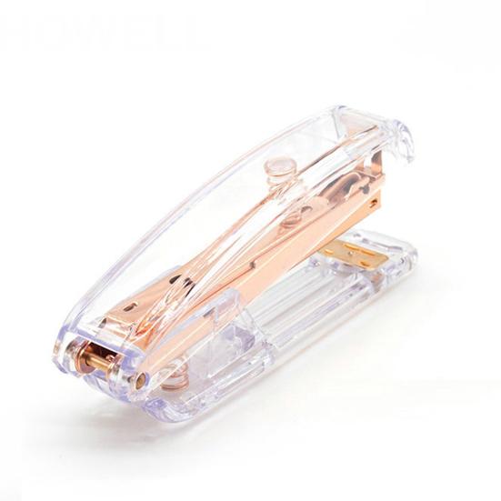 Transparent Desktop Stapler Labor-Saving Heavy Duty 25-sheet Capacity Anti-Slip Base Prevents Staple Jams One-finger Stapler School Office Supplies