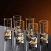 6 stk Sett 3.4oz 100ml Klassiske Cognacglass Tykkbunnede Golden Mountain Glass Gjennomsiktig Likørkopp med Gullskala Linje