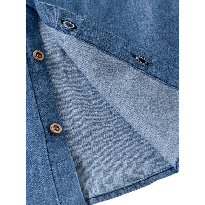 Summer Boys' Denim Short-Sleeve Shirt with Flap Pockets, Children's Collared Shirt, Baby Boy Casual Top, Children's Clothing