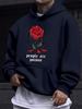 Dark Blood Rose Print Hooded Sweater Men's Street Loose Couple Hoodie