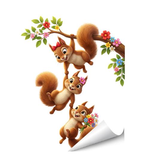 Cute Animal Window Cling Removable Cartoon Squirrel Raccoon Frog Panda Fox Glass Decals for Home Classroom Office Kids' Room Decor
