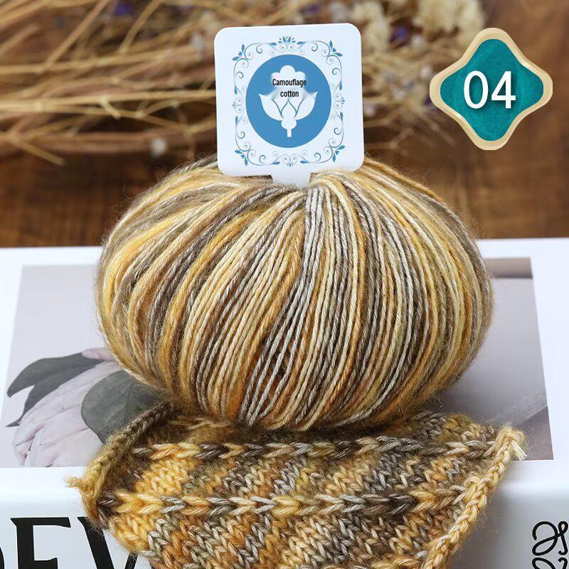 Fil de laine de coton mohair camouflage dégradé pour tricot à la main d'écharpes et de bonnets