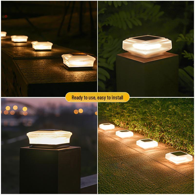 Waterproof LED Solar Fence & Courtyard Post Light