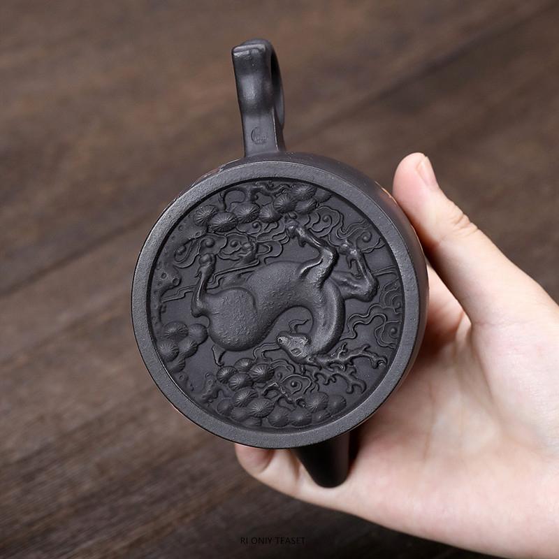 180ml Chinese Yixing Purple Clay Teapot Beauty Kettle Famous Handmade Flying Crane Pattern Tea Pot Zisha Tea Set Customized