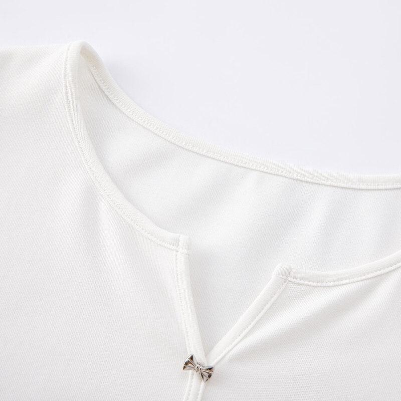 La Chapelle Women's Henley Long Sleeve Graphic T-Shirt