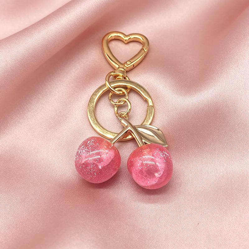 

Yogodlns Fashion Delicious Red Cherry Bag Pendant Summer Fruits Cherries Pendant For Women Men one size розовый