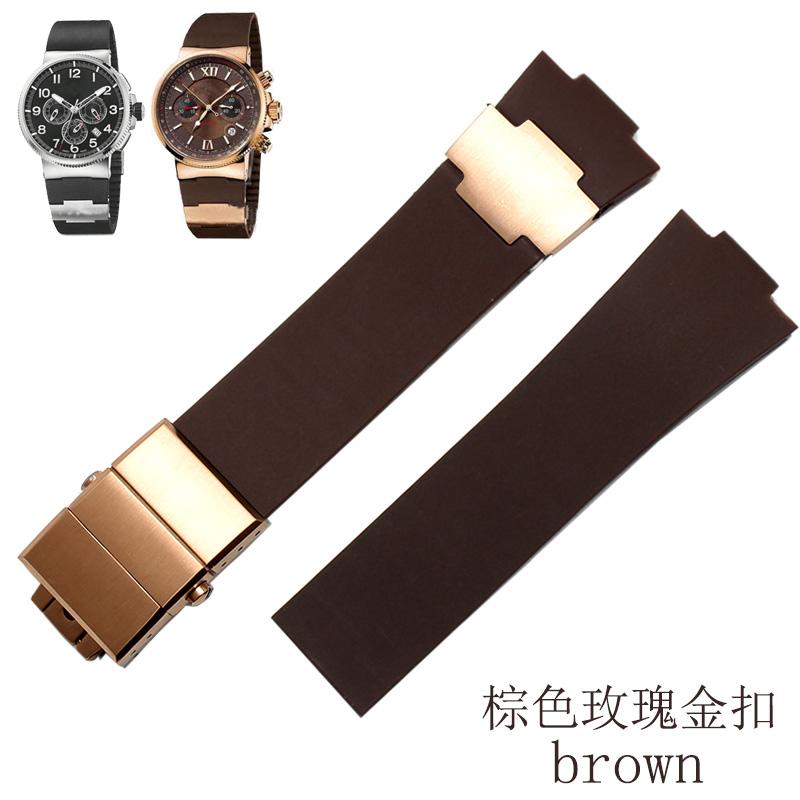 Rubber wristwatch strap silicone wristwatch strap with Ulysse Nardin blue black brown 25 * 12mm  men  tools watchband 22-20mm