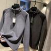 Herrplagg med halv dragkedja i polarfleece, baslager: Höst/Vintermode, Dubbelsidig Huvtröja med Hög Krage
