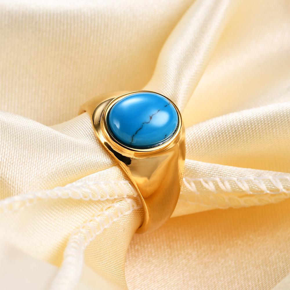 18K Gold Stainless Steel Oval Tiger Eye Obsidian Women s Engagement Ring Size 9 синий