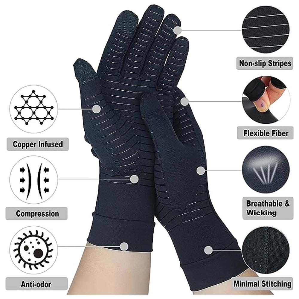 Touchscreen Full Finger Copper Arthritis Compression Gloves.Relief Hand Pain,Carpal Tunnel,Rheumatoid,Inflammation,Tendonitis