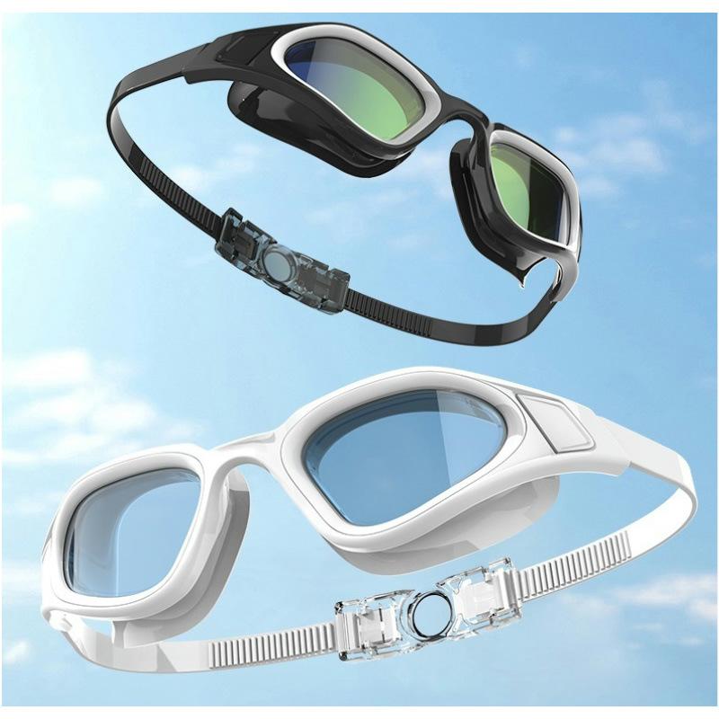 Erwachsenen Augenschutz Rennschwimm Ausrüstung Myopie Schwimmbrille, Wasserdicht Großes Gestell Galvanisiert Anti-hohe Definition Schwimmbrille