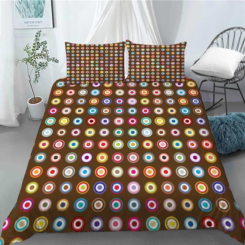 3D Circle Line Geometry Duvet Cover Polyester Queen King Size Quilt Cover With Pillowcase For Kids Teens Home Bedroom Decor Gift