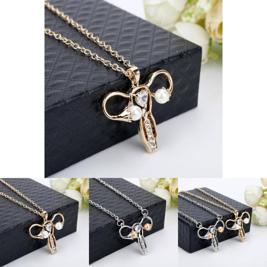 Trendy Uterine Modeling Pendant Necklace With Electroplated Alloy Chain For Women And Men
