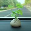 Car Ornoments Creative Simulation Plant Coppery Herb Zen Potted Stone Decoration Solid Ointment Luxury Cars Interior Accessories