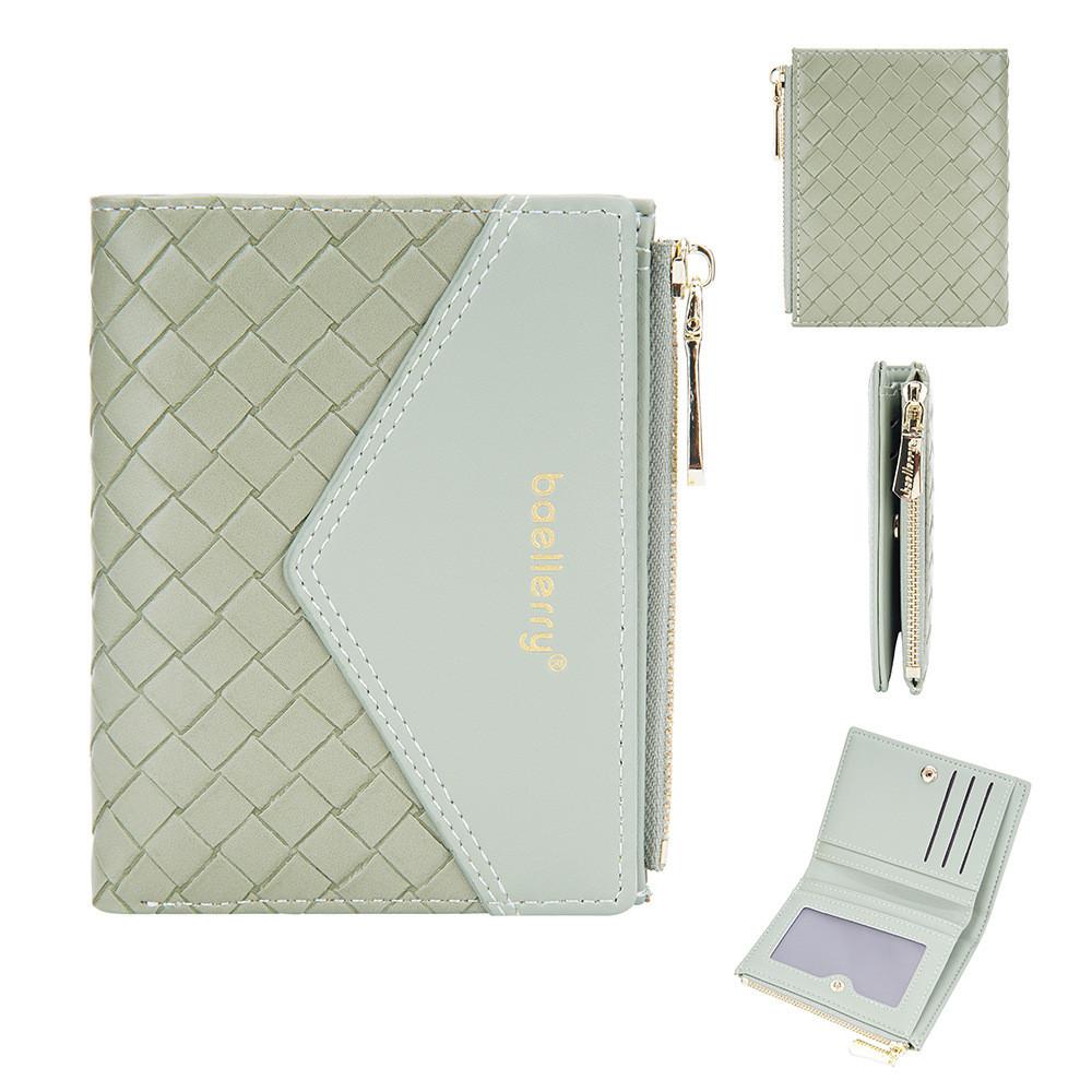 Ladies Fashion Card Holder Pu Material With Weaving Pattern Design And Letter Print For Everyday Carry