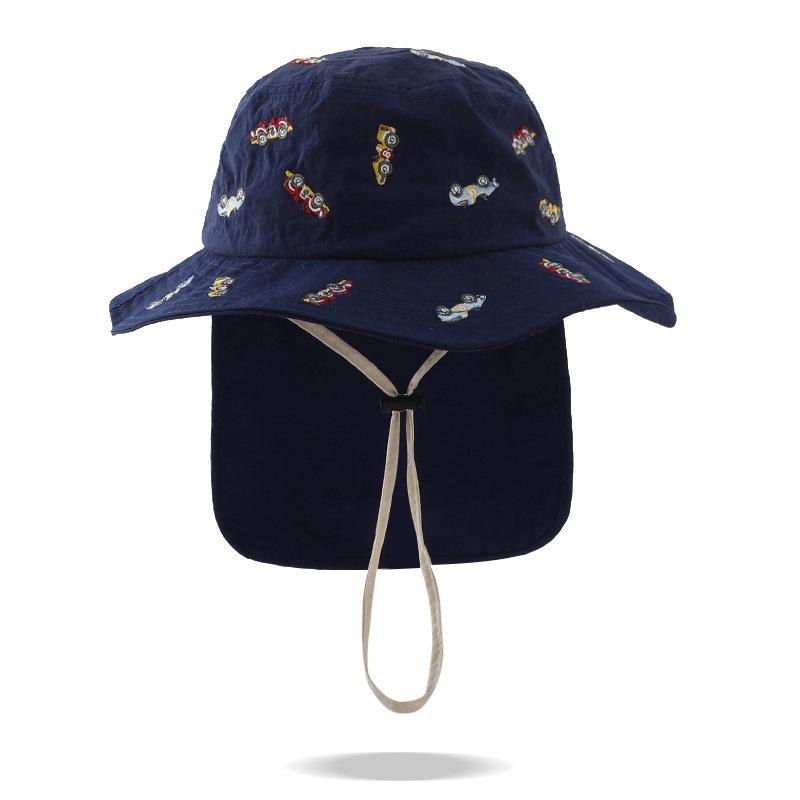 

Summer Thin Young Kids Sunshade Hat Korean Fashion Cartoon Protect Neck Bucket Hat 1-4 Year Baby Soft Breathable Waterproof Hat