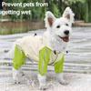 Capa de chuva para cachorro, capa impermeável com capuz, poncho envolvente com tiras refletivas e furo para guia para cães de pequeno e médio porte