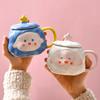 Niedliche Heilkeramiktasse für Haushalts-Trinkwasser Cartoon Kreatives Geschenk Kindertasse Mädchen Paar mit Deckel Tasse