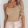 Dame Sommer Slim Camisole Vest Ribbete strikkede seler U-hals Innvendig Slank Bunnskjorte Allsidig Kort indre Tank Top Ensfarget