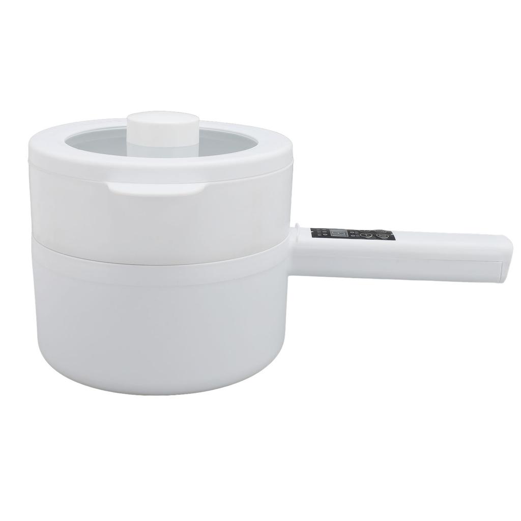 Elektrischer Kochtopf mit Dampftopf, 600 W, 1,8 l, langer Griff, tragbarer Multifunktions-Nudelkocher