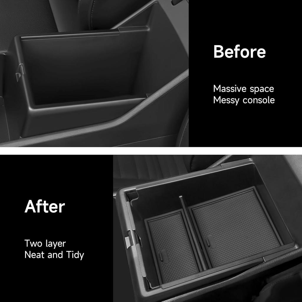 YOJOJOCO Center Console Organizer Compatible With Kia Sportage NQ5 2026 2025 2024  Accessories 5 Gen Black ABS Plastic Material Armrest Secondary