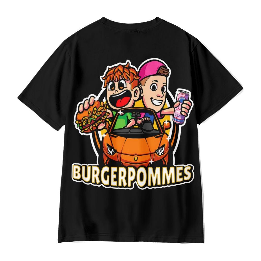 Camiseta divertida de Burgerpommes ICrimax de 10 colores para hombre y mujer, cuello redondo, estilo casual unisex, moda urbana.