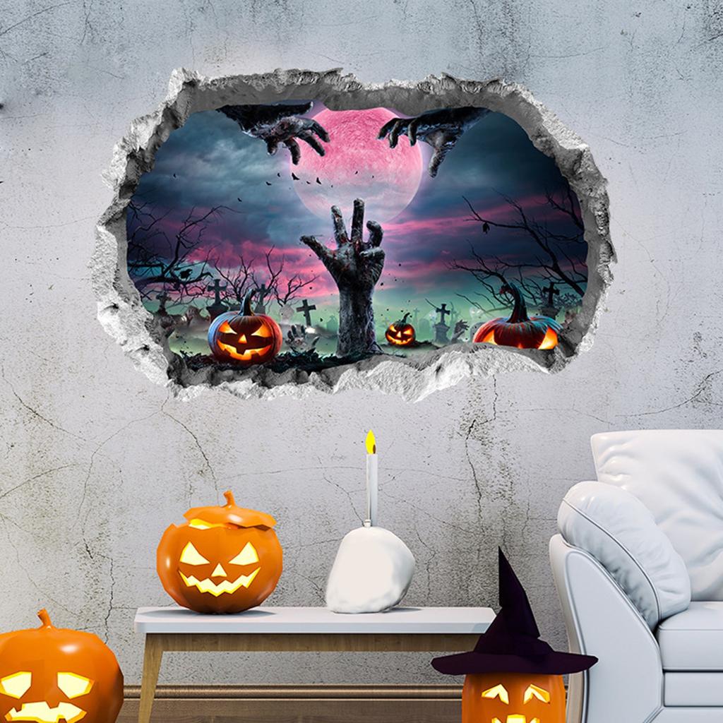 Halloween 3D Scary Wall Stickers Removable Art Mural Party Decals Decor