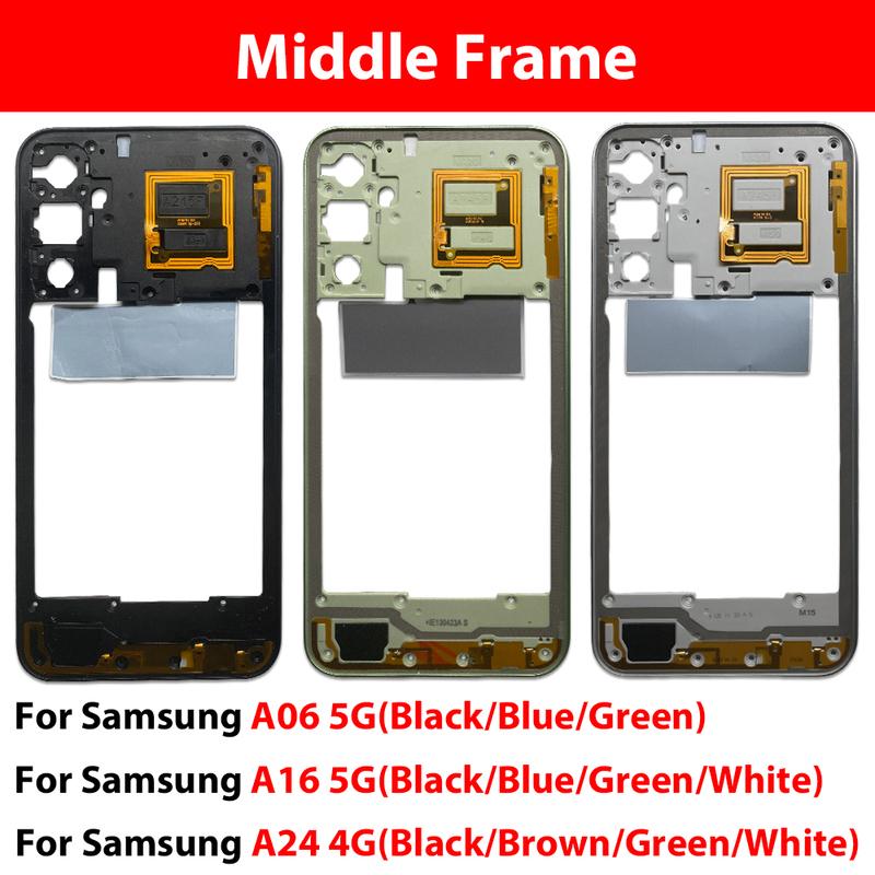 Top For Samsung A06 5G A16 5G A24 4G Housing Middle Frame Middle Frame Bezel Plate Replacement Parts With Side Key