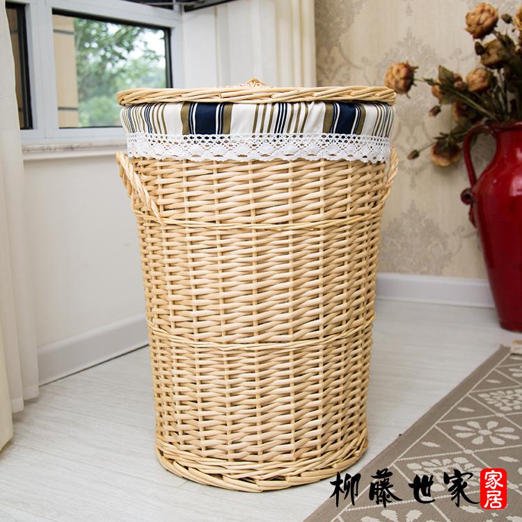 Large Size Wicker Clothes Storage Basket Covered Design for Restaurant Use Dirty Clothes Organizer Retro Style Family Storage...