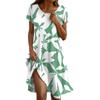 Short Sleeve Boho Dress For Women Casual Loose Fit Summer Sundress Floral Print Dress With Pockets