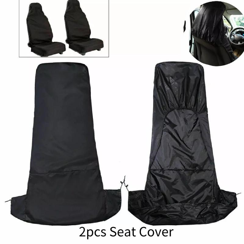 Seat Front 2pcs Covers Universal Car Van Waterproof Anti Dust Protector Black
