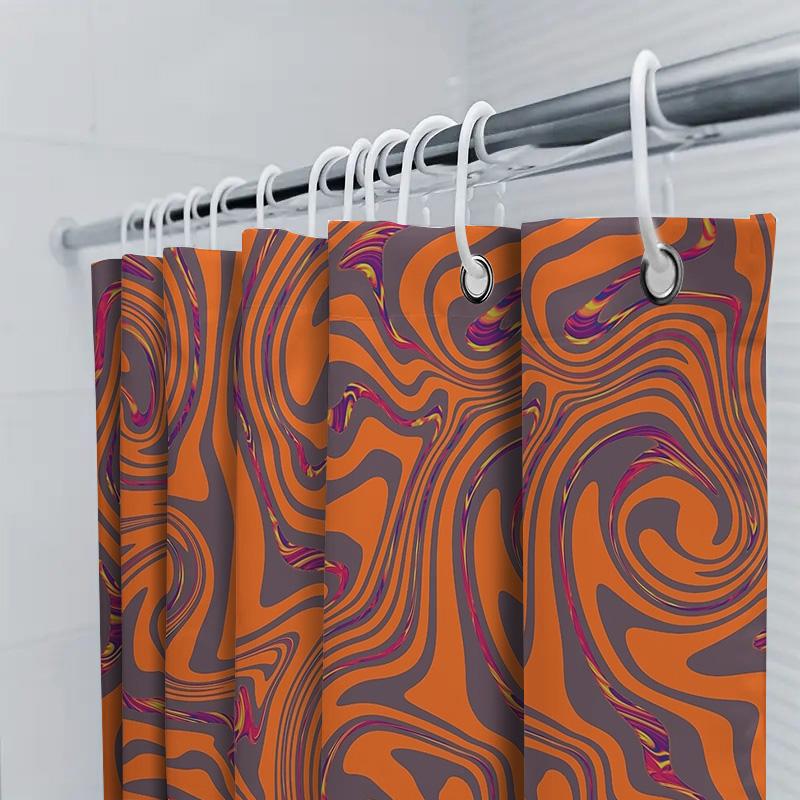 Abstract Wave Shower Curtain Modern Art Bathroom Decor Waterproof Fabric Liner Sets For Washroom