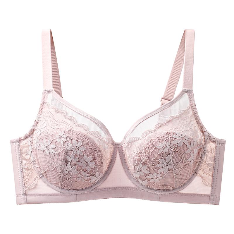 [Ultra thin and stable support] Lace revealing small bra, big chest revealing slimming, powerful and stable support, comfortable underwear