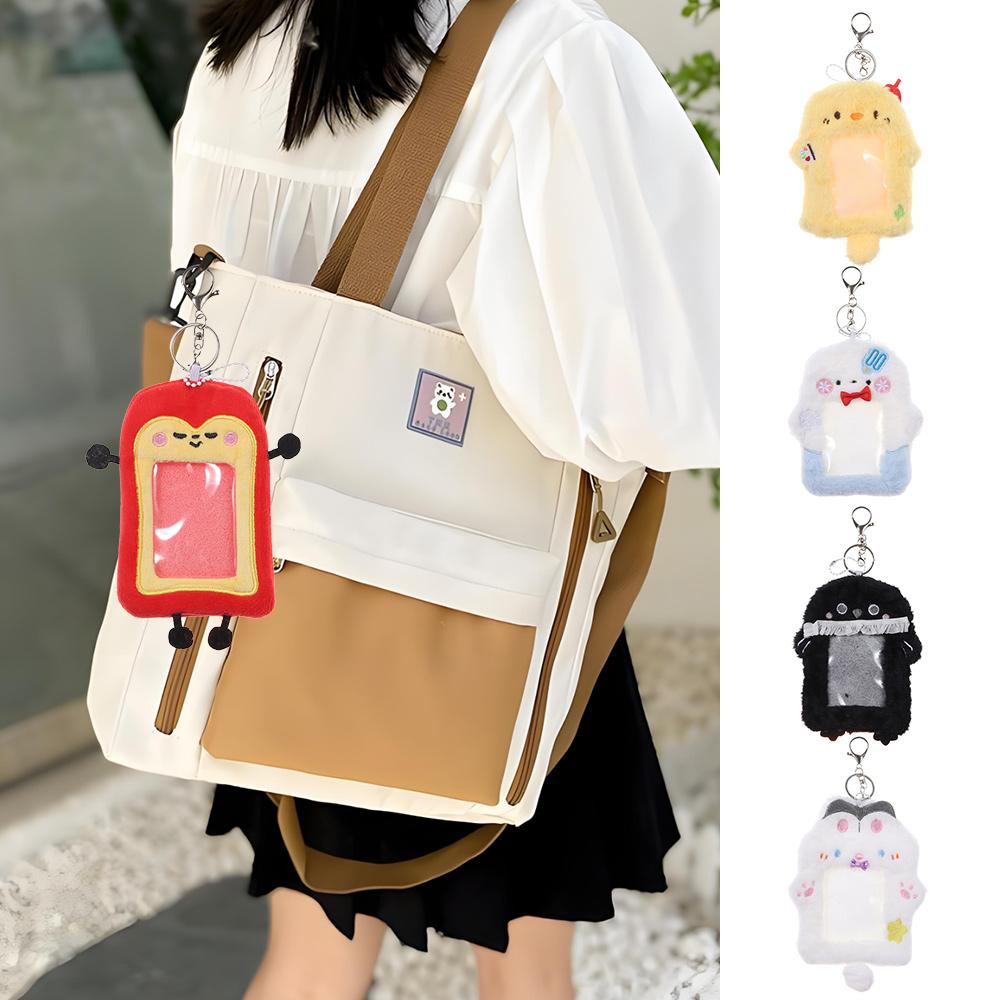 Cartoon Photocard Case Bag Keychain Multifunctional Card Case Snowman/Bunny/Chicken Cute Idol Photos Protective Cover Students