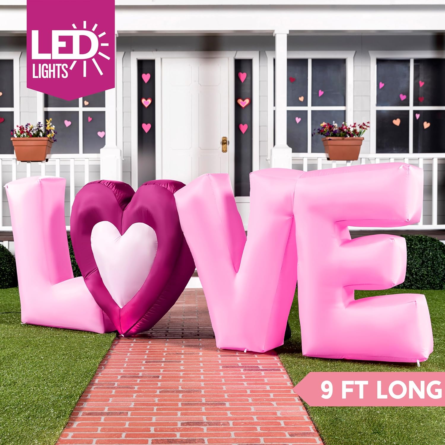 

Joyfy 9 FT Long Valentine Inflatable Love Letters with Build-in LED Lights Holiday Decor for Wedding Propose Party Supplies
