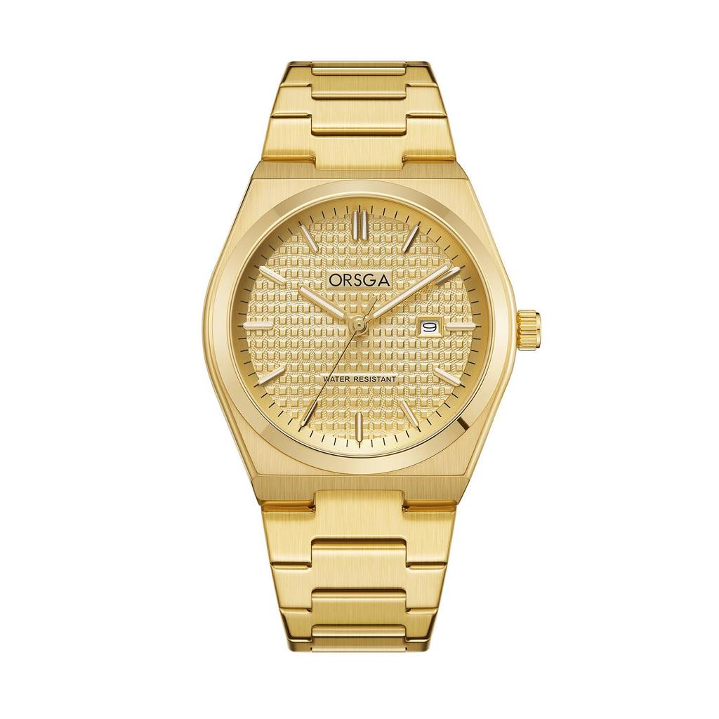 ORSGA Men's Classic Minimalist Quartz Watch with Stainless Steel Band and Date Display