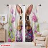 2pcs,2D Plane Printing Contemporary Curtains Spring Bunny Bliss Polyester (without Rod) Home Decor for Bedroom, Living Room,