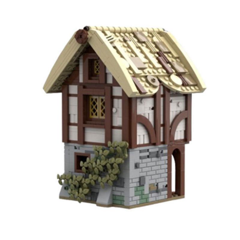 MOC-197656 Retro Granary Medieval Storage House Building Blocks Castle Modular Kit Creative Architecture Display Model Toys